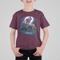 Native American Rider T Shirt For Kid Vintage Indian American Motorcycle Wolf - Wonder Print Shop