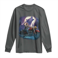 Native American Rider Long Sleeve Shirt Vintage Indian American Motorcycle Wolf - Wonder Print Shop