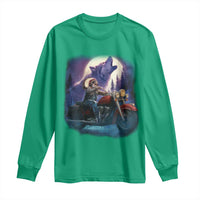 Native American Rider Long Sleeve Shirt Vintage Indian American Motorcycle Wolf - Wonder Print Shop