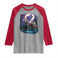 Native American Rider Raglan Shirt Vintage Indian American Motorcycle Wolf - Wonder Print Shop