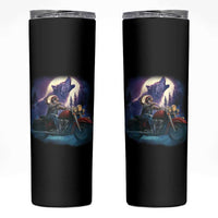 Native American Rider Skinny Tumbler Vintage Indian American Motorcycle Wolf - Wonder Print Shop