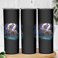Native American Rider Skinny Tumbler Vintage Indian American Motorcycle Wolf - Wonder Print Shop