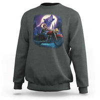 Native American Rider Sweatshirt Vintage Indian American Motorcycle Wolf - Wonder Print Shop