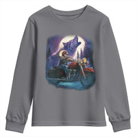 Native American Rider Youth Sweatshirt Vintage Indian American Motorcycle Wolf - Wonder Print Shop
