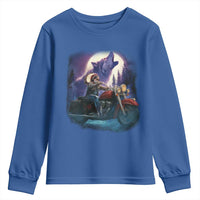 Native American Rider Youth Sweatshirt Vintage Indian American Motorcycle Wolf - Wonder Print Shop