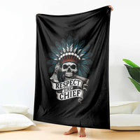 Native American Respect The Chief Throw Blanket Indian Tribal Skull Headdress - Wonder Print Shop