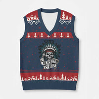 Native American Respect The Chief V-Neck Knit Sweater Vest Indian Tribal Skull Headdress - Wonder Print Shop