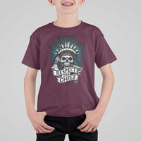 Native American Respect The Chief T Shirt For Kid Indian Tribal Skull Headdress - Wonder Print Shop