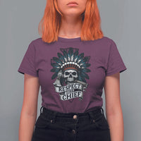 Native American Respect The Chief T Shirt For Women Indian Tribal Skull Headdress - Wonder Print Shop