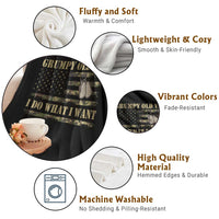 Funny Grumpy Old Vet I Do What I Want Throw Blanket Military Veteran Camo American Flag - Wonder Print Shop