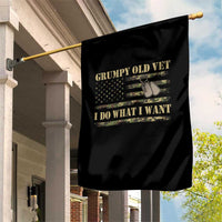 Funny Grumpy Old Vet I Do What I Want Garden Flag Military Veteran Camo American Flag - Wonder Print Shop