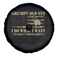 Funny Grumpy Old Vet I Do What I Want Spare Tire Cover Military Veteran Camo American Flag - Wonder Print Shop