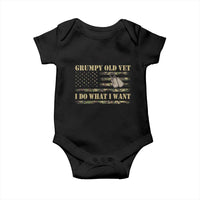 Funny Grumpy Old Vet I Do What I Want Baby Onesie Military Veteran Camo American Flag - Wonder Print Shop
