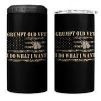 Funny Grumpy Old Vet I Do What I Want 4 in 1 Can Cooler Tumbler Military Veteran Camo American Flag - Wonder Print Shop