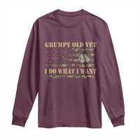 Funny Grumpy Old Vet I Do What I Want Long Sleeve Shirt Military Veteran Camo American Flag - Wonder Print Shop