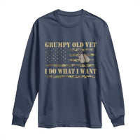 Funny Grumpy Old Vet I Do What I Want Long Sleeve Shirt Military Veteran Camo American Flag - Wonder Print Shop