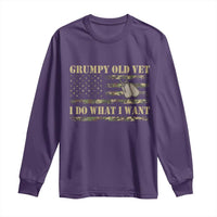 Funny Grumpy Old Vet I Do What I Want Long Sleeve Shirt Military Veteran Camo American Flag - Wonder Print Shop