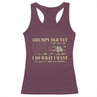 Funny Grumpy Old Vet I Do What I Want Racerback Tank Top Military Veteran Camo American Flag - Wonder Print Shop