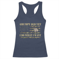 Funny Grumpy Old Vet I Do What I Want Racerback Tank Top Military Veteran Camo American Flag - Wonder Print Shop