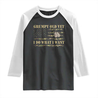 Funny Grumpy Old Vet I Do What I Want Raglan Shirt Military Veteran Camo American Flag - Wonder Print Shop
