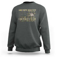 Funny Grumpy Old Vet I Do What I Want Sweatshirt Military Veteran Camo American Flag - Wonder Print Shop
