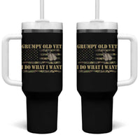 Funny Grumpy Old Vet I Do What I Want Tumbler With Handle Military Veteran Camo American Flag - Wonder Print Shop