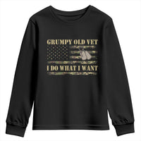 Funny Grumpy Old Vet I Do What I Want Youth Sweatshirt Military Veteran Camo American Flag - Wonder Print Shop