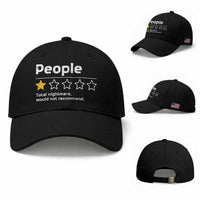 People 1 Star Total Nightmare Would Not Recommend Baseball Cap Funny Sarcastic