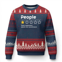 People 1 Star Total Nightmare Would Not Recommend Ugly Christmas Sweater Funny Sarcastic