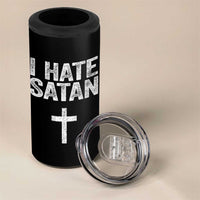 I Hate Satan 4 in 1 Can Cooler Tumbler Funny Christian Jesus Cross