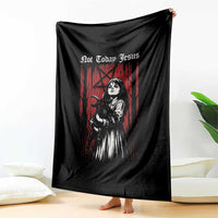 Not Today Jesus Gothic Dark Art Creepy Halloween Throw Blanket