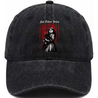 Not Today Jesus Gothic Dark Art Creepy Halloween Washed Cotton Baseball Cap