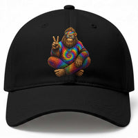 Hippie Bigfoot Peace Sign Tie Dye Sasquatch Baseball Cap