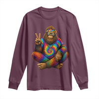 Hippie Bigfoot Peace Sign Tie Dye Sasquatch Long Sleeve Shirt