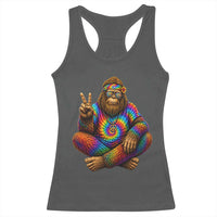 Hippie Bigfoot Peace Sign Tie Dye Sasquatch Racerback Tank Top