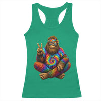 Hippie Bigfoot Peace Sign Tie Dye Sasquatch Racerback Tank Top