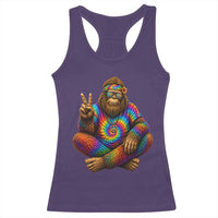 Hippie Bigfoot Peace Sign Tie Dye Sasquatch Racerback Tank Top