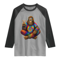 Hippie Bigfoot Peace Sign Tie Dye Sasquatch Raglan Shirt