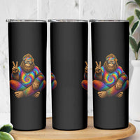 Hippie Bigfoot Peace Sign Tie Dye Sasquatch Skinny Tumbler