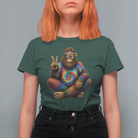 Hippie Bigfoot Peace Sign Tie Dye Sasquatch T Shirt For Women
