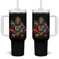 Hippie Bigfoot Peace Sign Tie Dye Sasquatch Tumbler With Handle