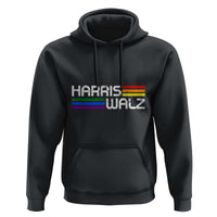 Harris Walz Hoodie LGBT Rainbow Flag Retro Faded Stripes - Wonder Print Shop