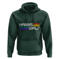 Harris Walz Hoodie LGBT Rainbow Flag Retro Faded Stripes - Wonder Print Shop