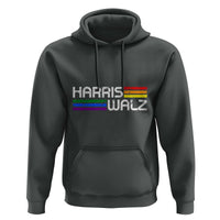 Harris Walz Hoodie LGBT Rainbow Flag Retro Faded Stripes - Wonder Print Shop