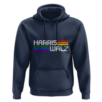 Harris Walz Hoodie LGBT Rainbow Flag Retro Faded Stripes - Wonder Print Shop