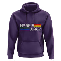 Harris Walz Hoodie LGBT Rainbow Flag Retro Faded Stripes - Wonder Print Shop