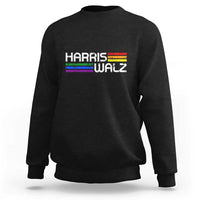 Harris Walz Sweatshirt LGBT Rainbow Flag Retro Faded Stripes - Wonder Print Shop