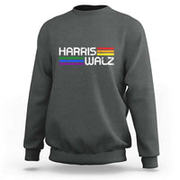 Harris Walz Sweatshirt LGBT Rainbow Flag Retro Faded Stripes - Wonder Print Shop