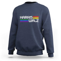 Harris Walz Sweatshirt LGBT Rainbow Flag Retro Faded Stripes - Wonder Print Shop