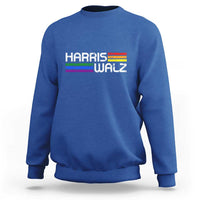 Harris Walz Sweatshirt LGBT Rainbow Flag Retro Faded Stripes - Wonder Print Shop